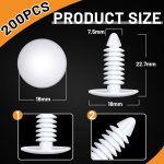 1Vapor Barrier Christmas Tree Fasteners Plastic Nylon Rivet Clips White Furniture Assembly Shelves Retainer for Crawlspace Barrier Poly Liners, Covers and Encapsulations (200 Pcs) - Image 2